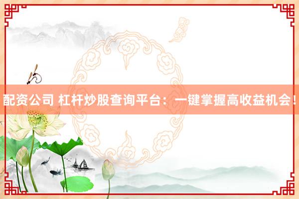 配资公司 杠杆炒股查询平台：一键掌握高收益机会！