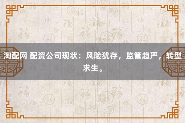 淘配网 配资公司现状：风险犹存，监管趋严，转型求生。