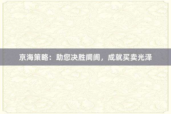 京海策略：助您决胜阛阓，成就买卖光泽